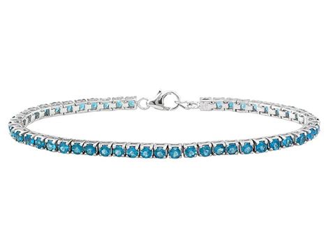 Neon Blue Apatite Ctw Sterling Silver Bracelet Neon Blue Apatite