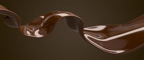 Premium Photo Stream Of Hot Chocolate With Glossy Curved Molten Texture 3d Render Wave Of