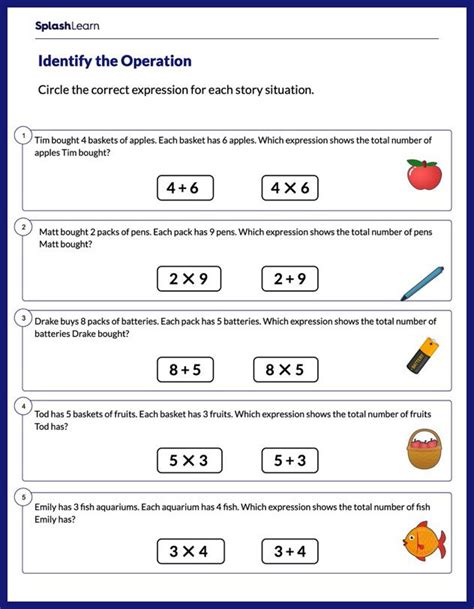 Choose The Expression For The Given Situation Worksheet