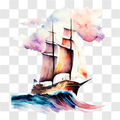 Download Old Sailing Ship Watercolor Painting PNGs Online - Creative ...