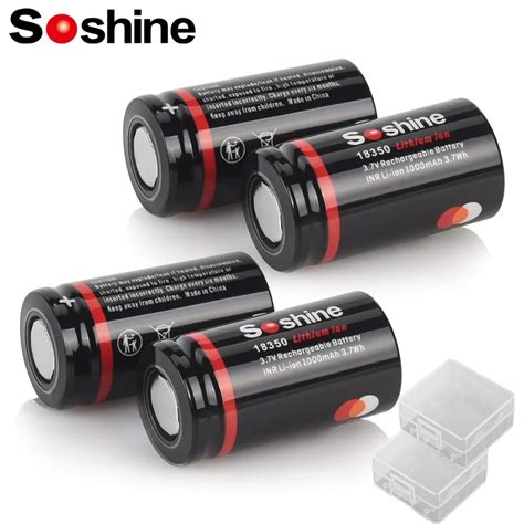 Soshine Li Ion 18350 Battery 3 7v 1000mah Rechargeable Battery Lithium