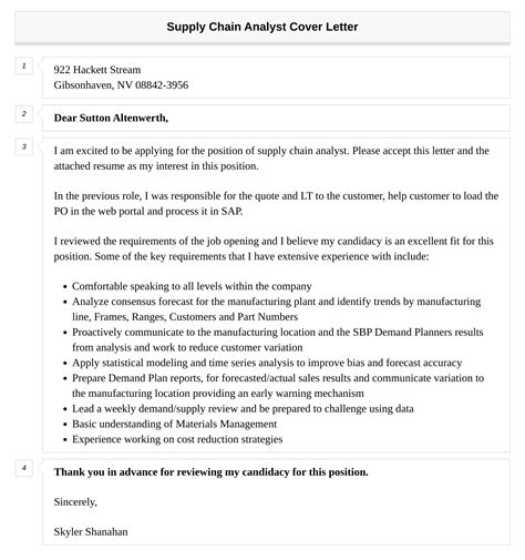 Supply Chain Analyst Cover Letter Velvet Jobs