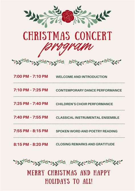 Custom Printable Christmas Program Templates Canva