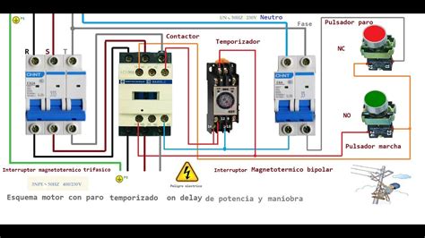 Esquema Motor Con Paro Temporizado Con Temporizador On Delay Potencia Y