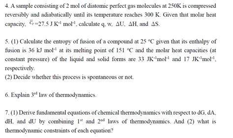 Solved A Sample Consisting Of Mol Of Diatomic Perfect Chegg