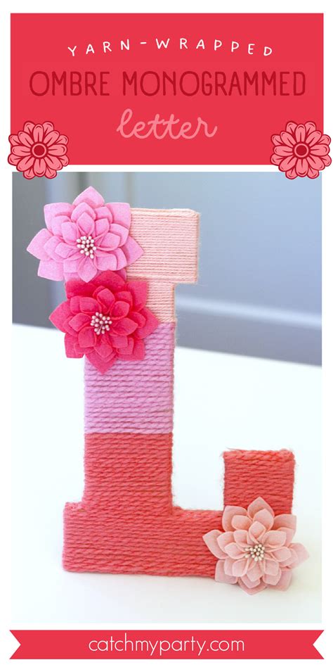 Yarn Wrapped Ombre Monogrammed Letter Catch My Party