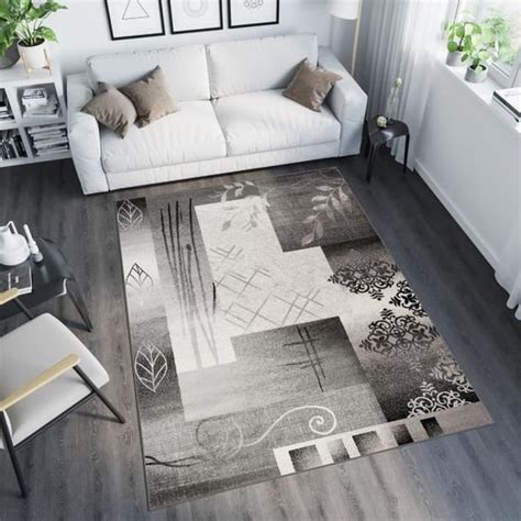 TAPISO Tango Tapis De Salon Chambre Design Moderne Gris Noir Motif