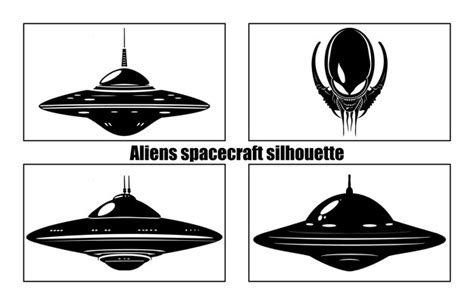 Alien Spaceship Silhouette Vectors And Illustrations For Free Download