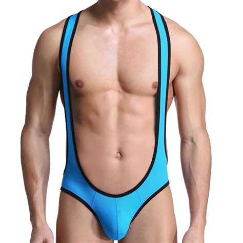 Sexy Mens Modal Bodybuilding Wrestling Singlet Bikini Jumpsuit