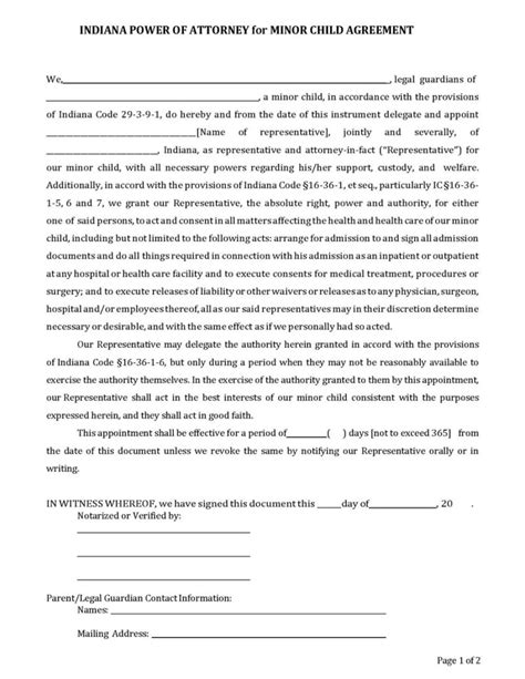 Free Indiana Power Of Attorney Forms 12 Types Pdf Word