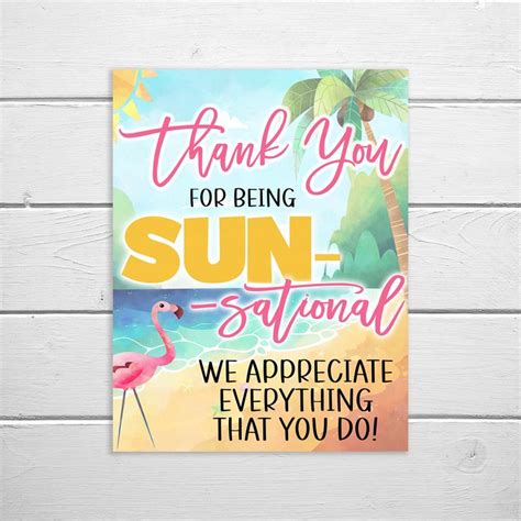 Beach Thank You Sign Sun Sational Hawaiian Tropical Beach Theme Decor