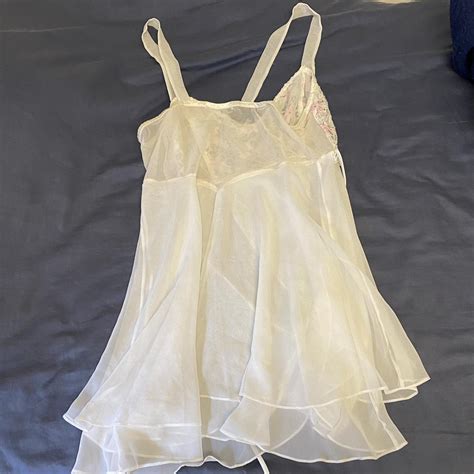 Sheer Lingerie Slip Dress With Floral Detailing Depop