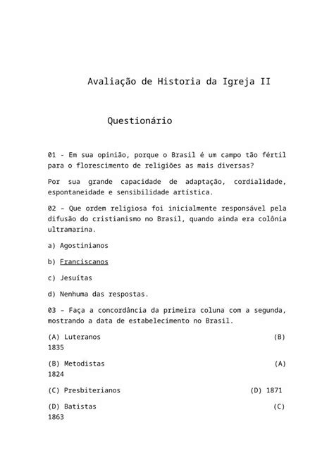 Docx Avalia O De Historia Da Igreja Ii Dokumen Tips