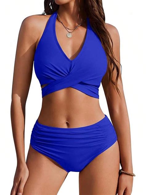 Ai Mage Womens High Waisted Bikini Sets Tummy Control Bathing Suits Halter Two Piece Swimsuit