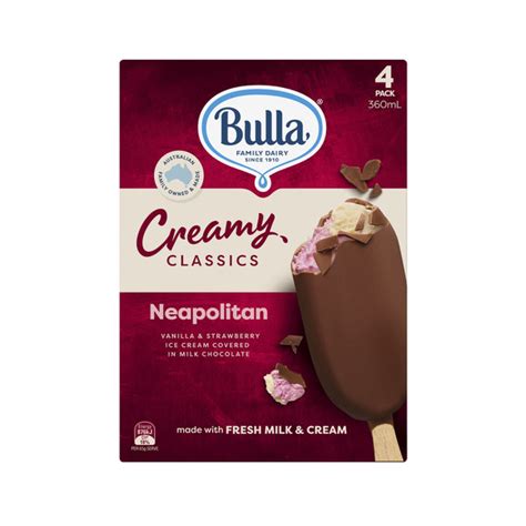 Buy Bulla Creamy Classics Ice Cream Neapolitan Stick Pack Ml Coles