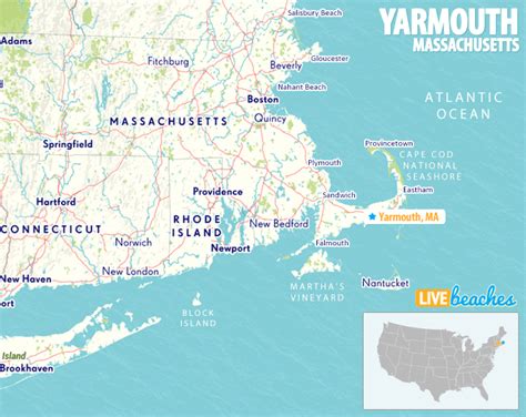 Map of Yarmouth, Massachusetts - Live Beaches