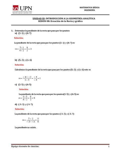 Aplicaciones De La Recta SoluciÓn Pdf Pendiente Línea Geometría