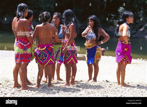 Panama Chagres National Park Embera Indian Women Conversation