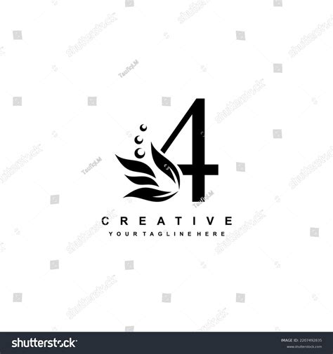 Black Number 4 Logo Design Flourish Stock Vector (Royalty Free ...