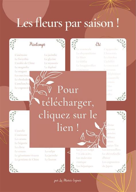 Calendrier Des Fleurs De Saison Mariage La Mari E Enjou E En