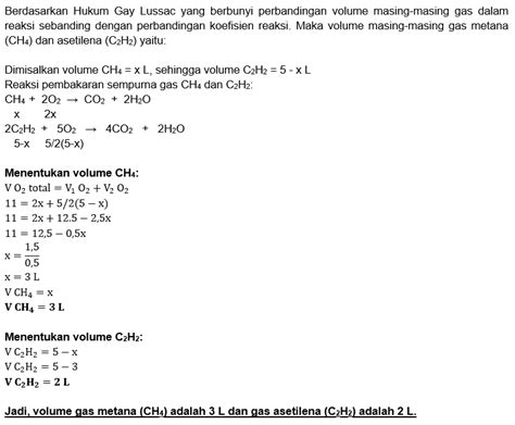 Pada Pembakaran Sempurna 5 Liter Campuran Gas Meta