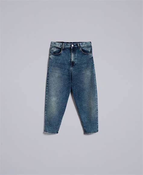 Loose fit soft denim jeans Woman, Blue | TWINSET Milano