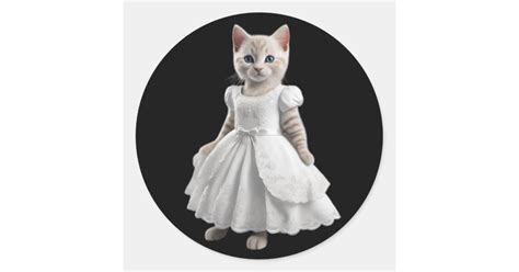 Cute And Funny Cats Wearing Clothes Classic Round Sticker Zazzle