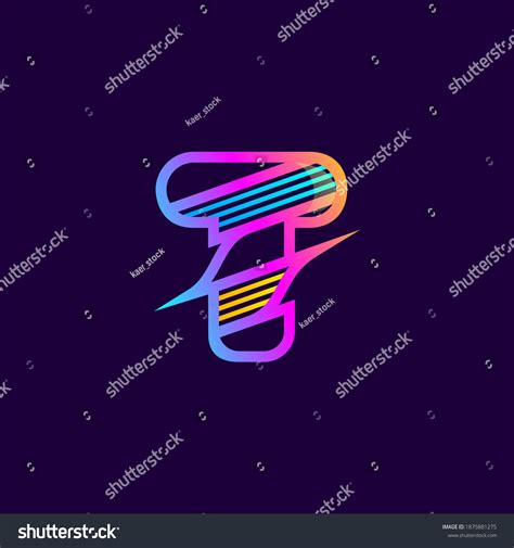 T Letter Logo Diagonal Multicolor Lines Stock Vector Royalty Free