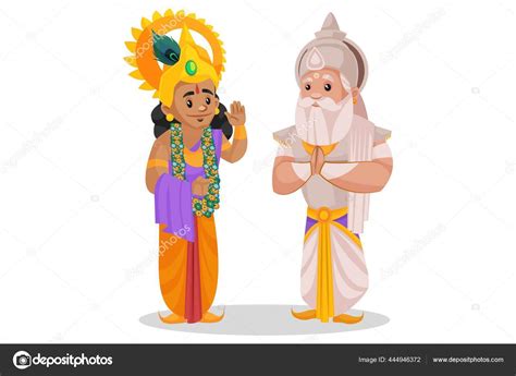 Bhishma Pitamaha Standing Greet Hands Front Lord Krishna Vector Graphic