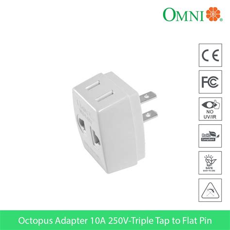 OMNI Octopus Adapter 10A 250V Triple Tap To Flat Pin Model WOA 003