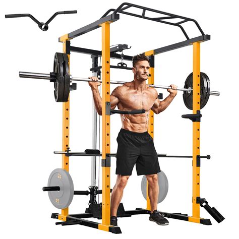 Buy Er Kang Power Cage With Lat Pulldown System 1200lb Capacity Weight Cage Squat Rack Home Gym