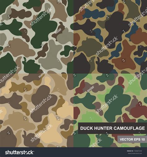 Set Of Seamless Camouflage Pattern Duck Hunter Camouflage Pattern