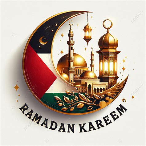 Ramadan Kareem With The Gleaming Golden Palestinian Crescent Background