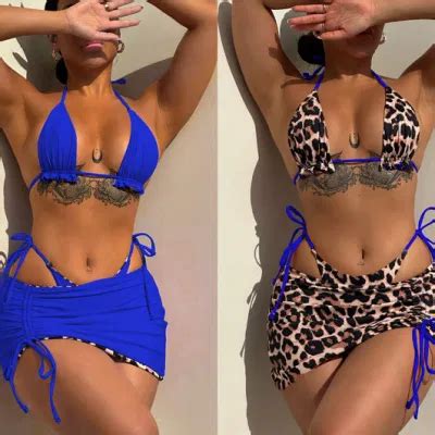 Women Colorful Side Wear Bikini Pcs Set Cover Up Women Plus Size