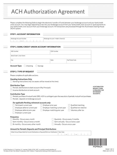 Ach Authorization Form Template Word