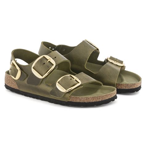 Milano Big Buckle Oiled Leather Olive Green Birkenstock