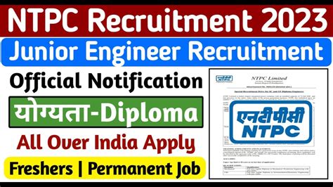 Ntpc Je Recruitment Ntpc Junior Engineer Vacancy Ntpc