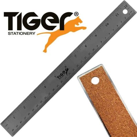 Tiger Cm Stainless Steel Ruler Cork Backed Colemans