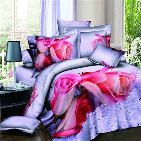 3d Pink Rose Bedding Set Luxury 4pcs Flowers Duvet Comforter Cover