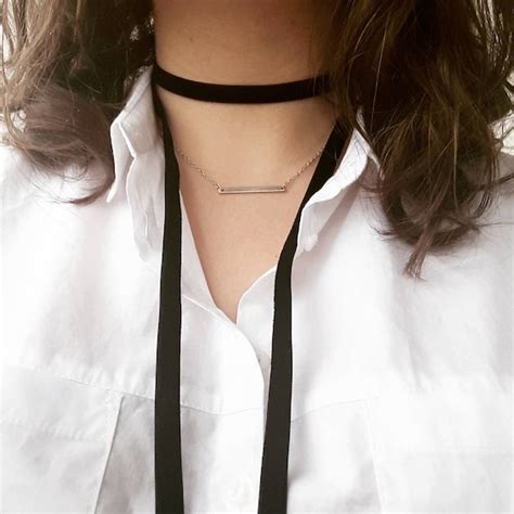 Long Velvet Choker Black Nude Grey Neck Wrap Detachable Etsy UK