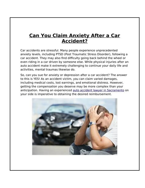 Ppt After A Car Accident Can You Sue For Anxiety Powerpoint