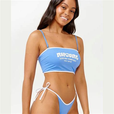 Rip Curl Surf Puff Bandeau Bikini Top MID BLUE Southern Man