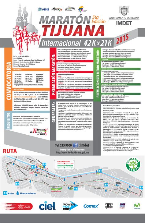 Convocatoria 5ta Edición Maratón y 1 2 Maratón Tijuana 26 07 2015