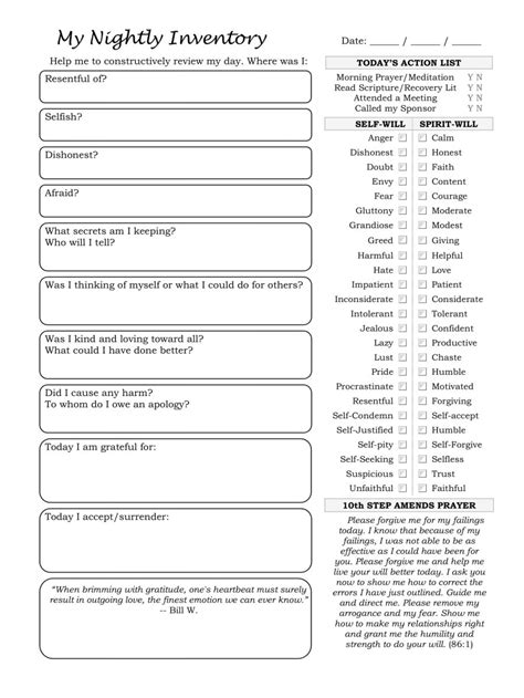 10th Step Inventory Worksheet Fill Out And Sign Online Dochub