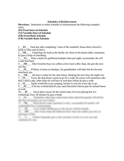 Dynnah Buckner Schedules Of Reinforcment Wksht Pdf Schedules