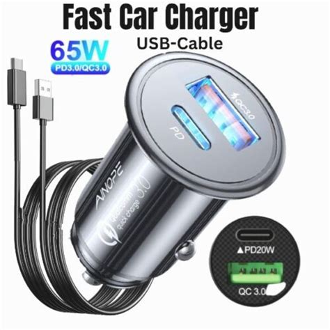 Fast Car Charger 2 Usb Port Type C Universal Socket Adapter For Iphone Samsung Ebay