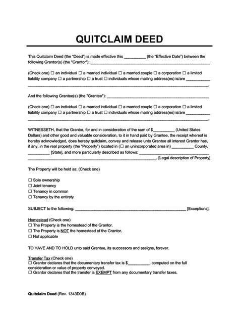 Free Quitclaim Deed Form Printable Pdf And Word