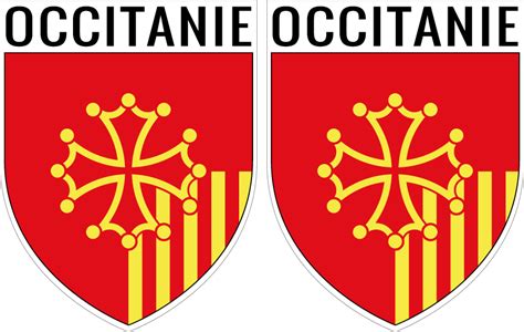 2 X Sticker Blason Occitanie Autocollant 4x5 Cm Safirmes