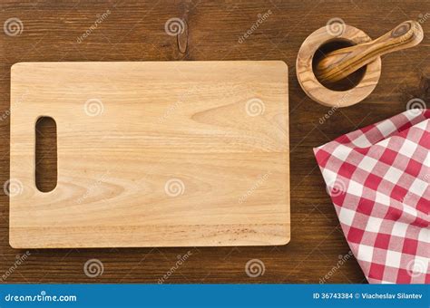 Cutting Board With Towel And Bowl Stock Photo Image Of Empty Pine