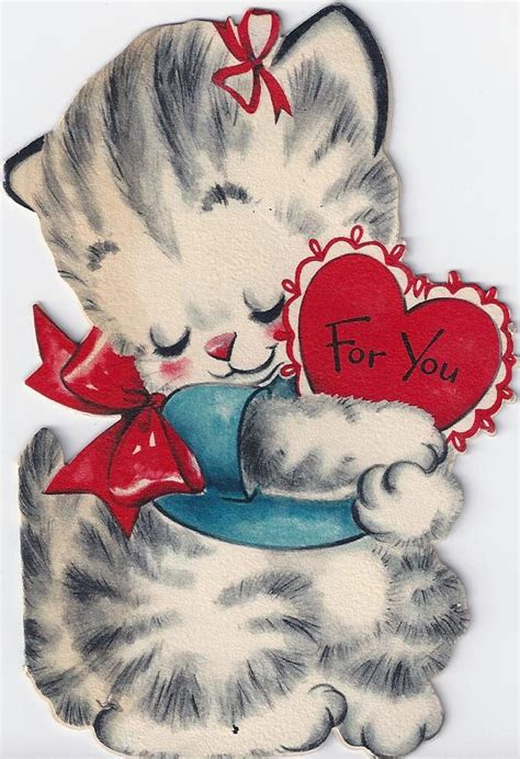 25 Darling Vintage Valentine Kitty Cat Cards Deba Do Tell